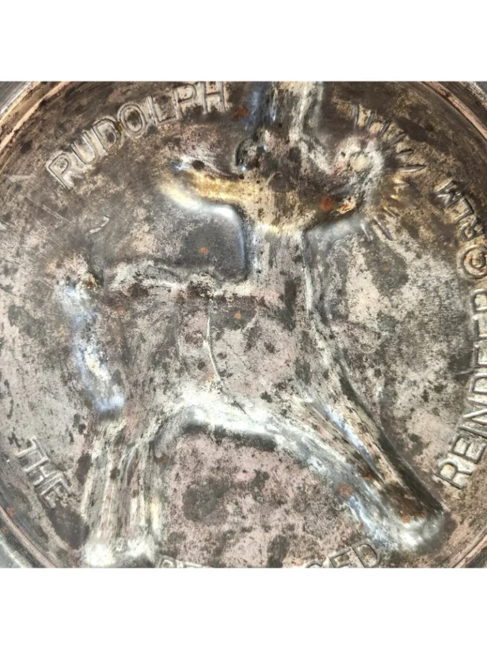 1940’s Christmas Tin Cake Pan Rudolph The Red Nosed Reindeer Baking Mold READ